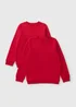 Kids 2 Pack Red Crew Neck School Sweatshirts (3-13yrs) - Age 6 Years Image 1
