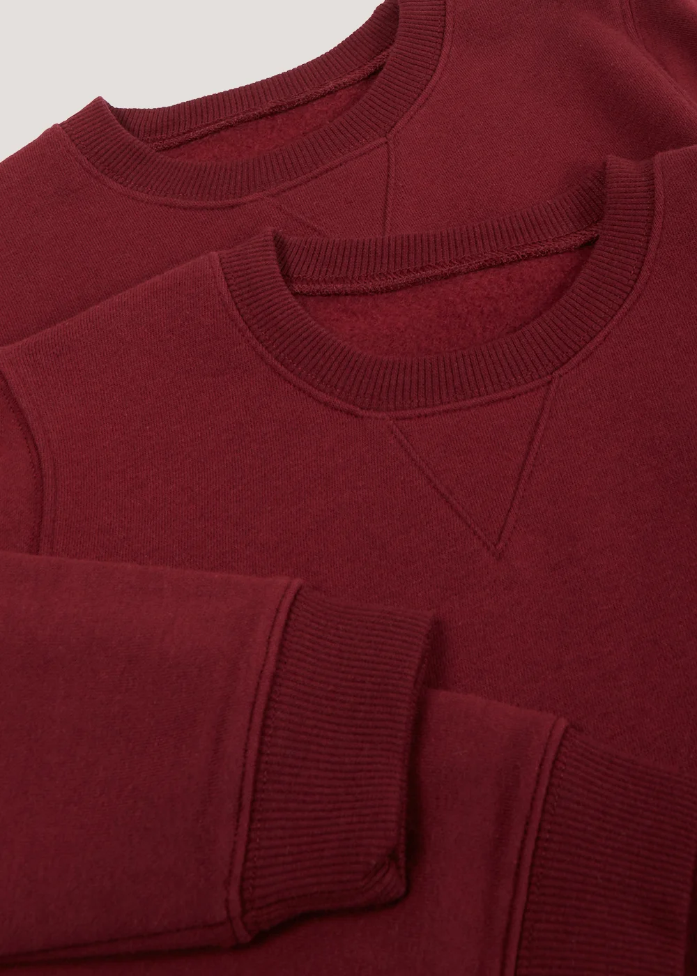 Kids 2 Pack Burgundy Crew Neck School Sweatshirts (3-13yrs) - 3 Yrs Image 2