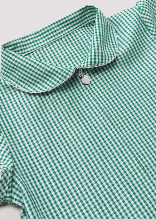 Girls Green Gingham Drop Waist School Dress (3-13yrs) - Age 9 Years Image 2