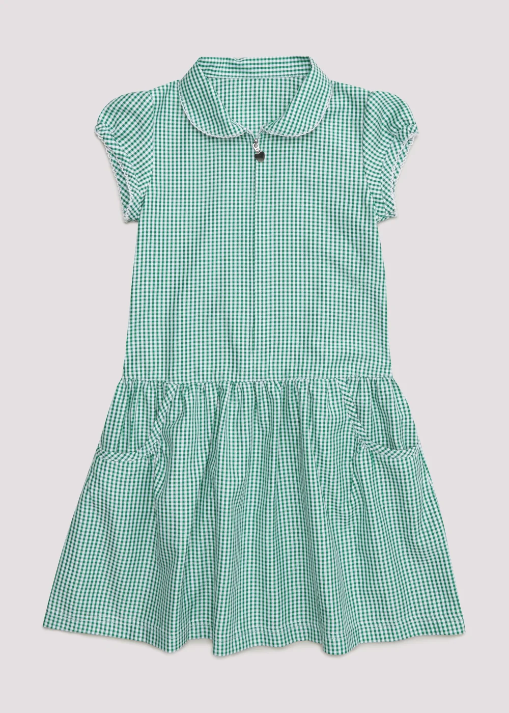 Girls Green Gingham Drop Waist School Dress (3-13yrs) - Age 9 Years Image 1