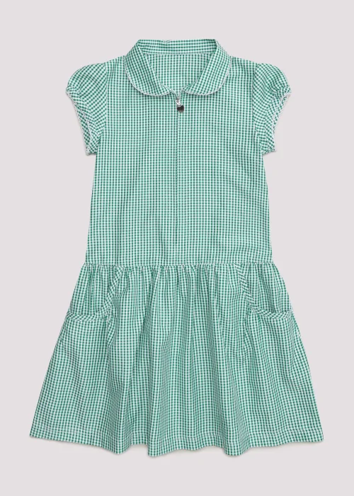 Girls Green Gingham Drop Waist School Dress (3-13yrs) - Age 9 Years Image 1