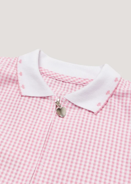 Girls Pink Generous Fit Knitted Collar Gingham School Dress (3-14yrs) - 8 Yrs Image 2
