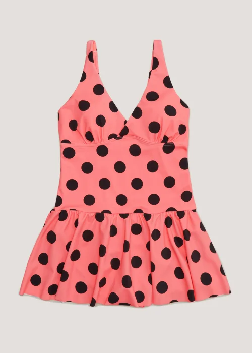 Coral Spot Skirted Swimsuit - Size 10 Image 4