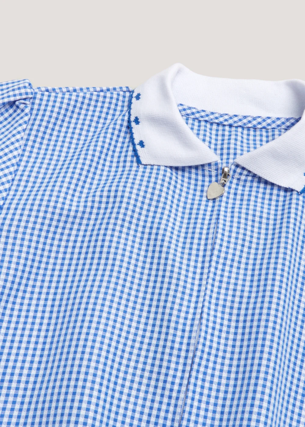 Girls Blue Generous Fit Knitted Collar Gingham School Dress (3-14yrs) - 3 Yrs Image 2
