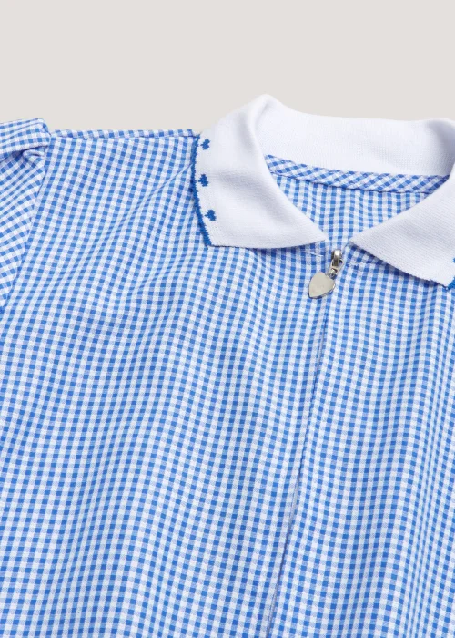 Girls Blue Generous Fit Knitted Collar Gingham School Dress (3-14yrs) - 3 Yrs Image 2