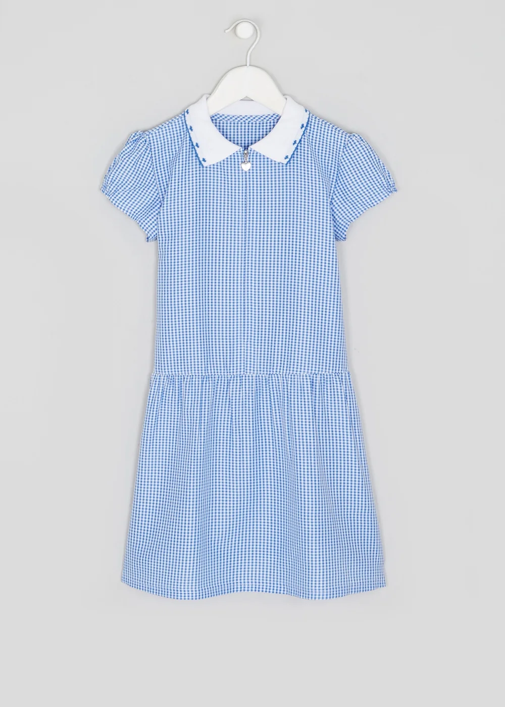 Girls Blue Generous Fit Knitted Collar Gingham School Dress (3-14yrs) - 3 Yrs Image 1
