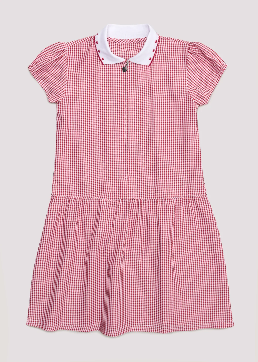 Girls Red Generous Fit Knitted Collar Gingham School Dress (3-14yrs) - 3 Yrs Image 1