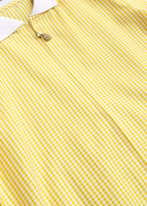 Girls Yellow Generous Fit Knitted Collar Gingham School Dress (3-14yrs) - 3 Yrs Image 2