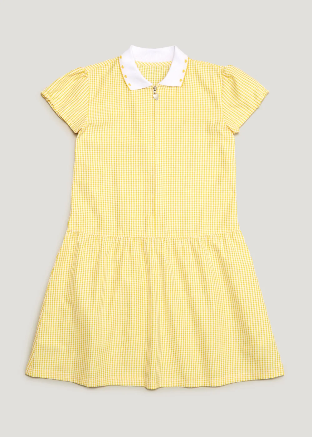 Girls Yellow Generous Fit Knitted Collar Gingham School Dress (3-14yrs) - 3 Yrs Image 1