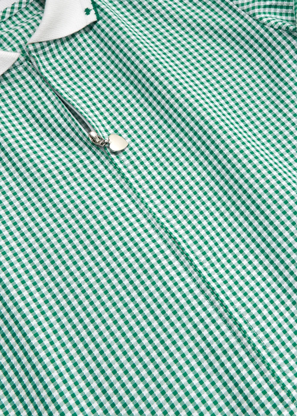 Girls Green Generous Fit Knitted Collar Gingham School Dress (3-14yrs) - 3 Yrs Image 2
