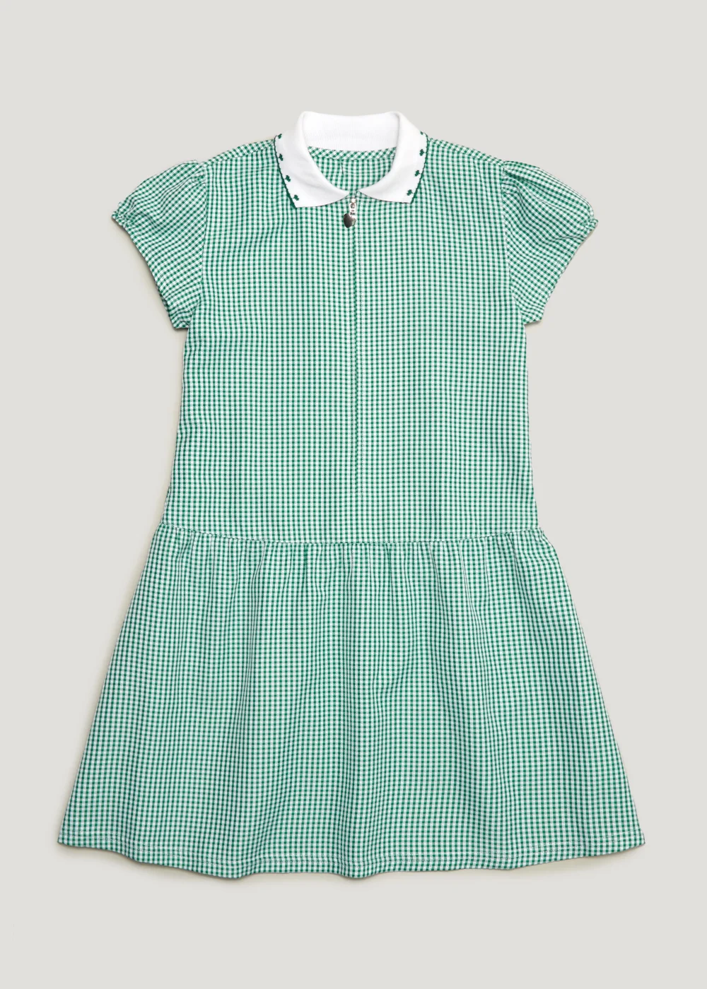 Girls Green Generous Fit Knitted Collar Gingham School Dress (3-14yrs) - 3 Yrs Image 1