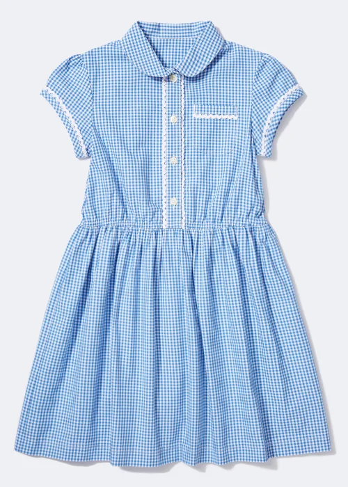 Girls Blue Gingham Traditional School Dress (3-14yrs) - 3 Yrs Image 1
