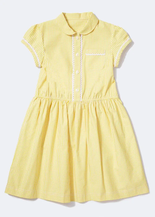 Girls Yellow Traditional Gingham School Dress (3-14yrs) - 3 Yrs Image 1