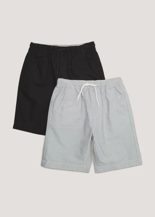 Boys 2 Pack Black & Grey Woven Shorts (4-13yrs) - Age 4 Years Image 1