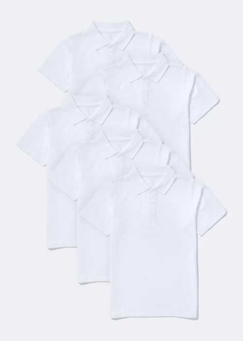 Kids 5 Pack White School Polo Shirts (3-16yrs) - 14 Yrs Image 1