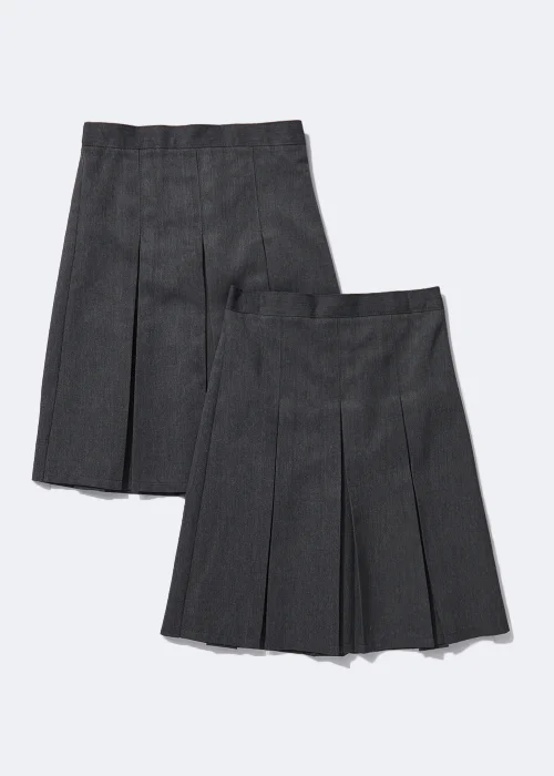 Girls 2 Pack Long Length Box Pleat School Skirts (3-16yrs) - 3 Yrs Image 1