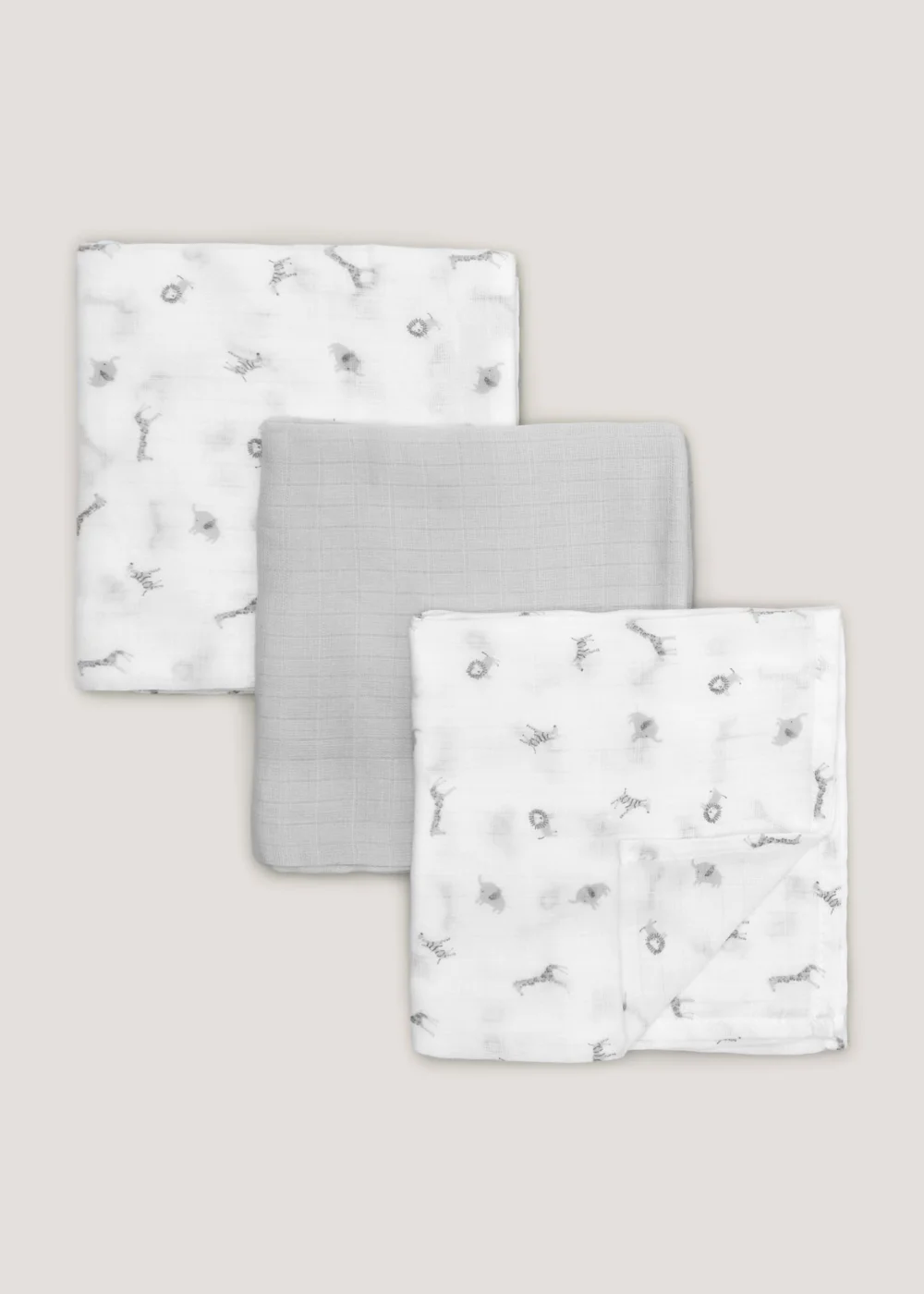 3 Pack White Safari Muslin Cloths (73cm x 73cm) - One Size Image 1