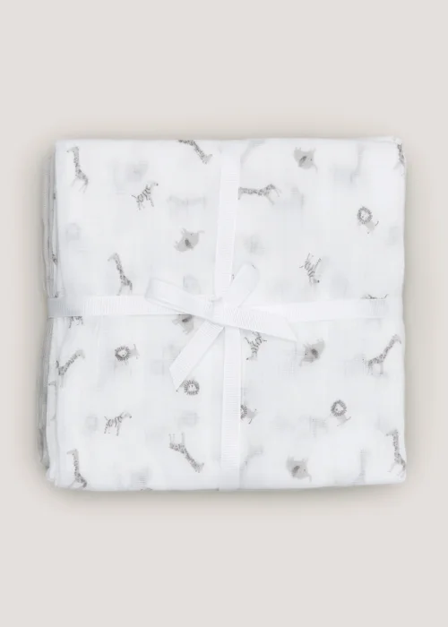 3 Pack White Safari Muslin Cloths (73cm x 73cm) - One Size Image 2