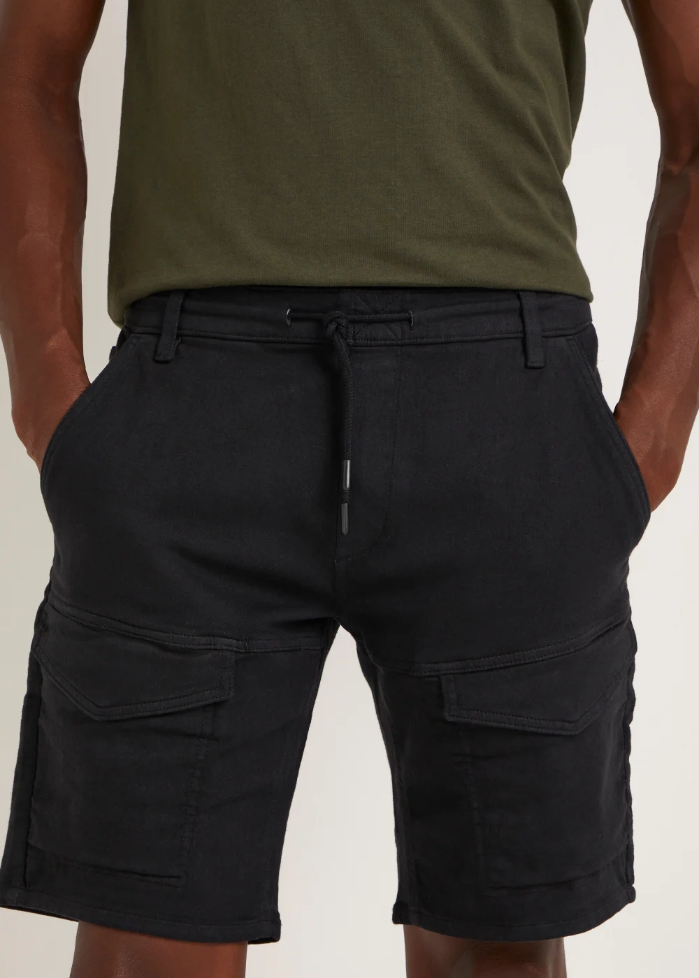 Black Denim Cargo Shorts - S Image 3