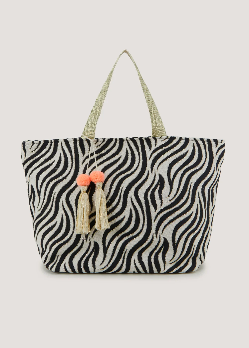 Multicoloured Zebra Print Jacquard Beach Bag - One Size Image 1