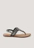 Black Leather Toe Post Sandals - Size 3 Image 1