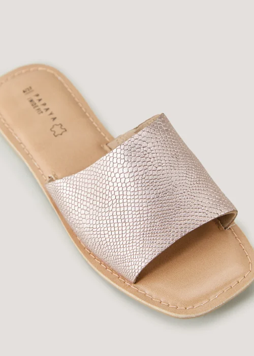 Rose Gold Wide Fit Leather Mules - 3 Image 2