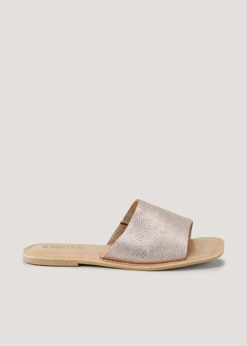 Rose Gold Wide Fit Leather Mules - 3 Image 1