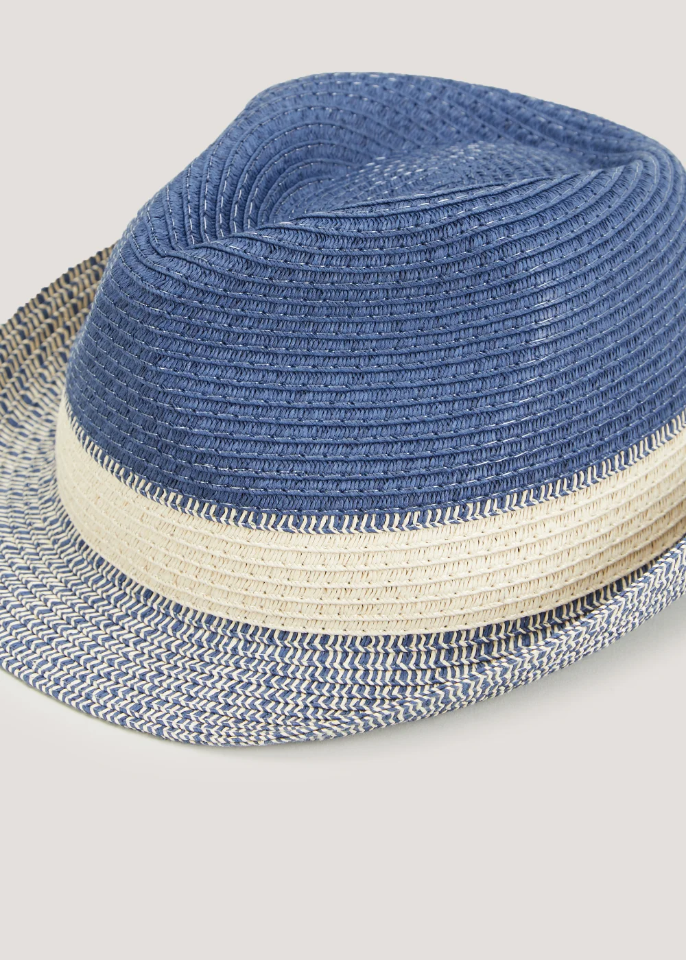 Navy Two Tone Trilby Hat - Small/Medium Image 2