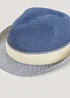 Navy Two Tone Trilby Hat - Small/Medium Image 2