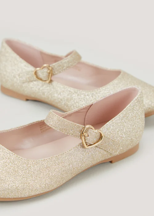 Girls Gold Bridesmaid Ballet Flats (Younger 10-Older 5) - Size 3 Image 2