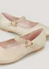 Girls Gold Bridesmaid Ballet Flats (Younger 10-Older 5) - Size 3 Image 2