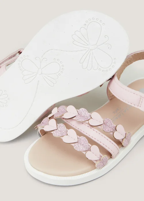 Girls Pink Heart Sandals (Younger 4-12) - Size 4 Infants Image 2
