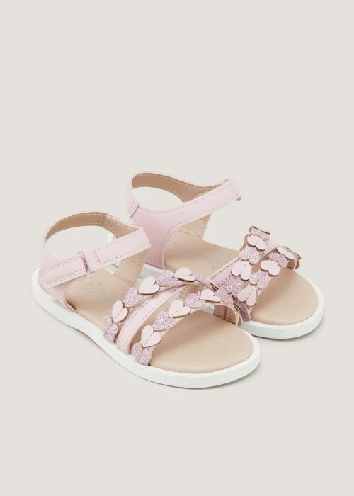 Girls Pink Heart Sandals (Younger 4-12) - Size 4 Infants Image 1