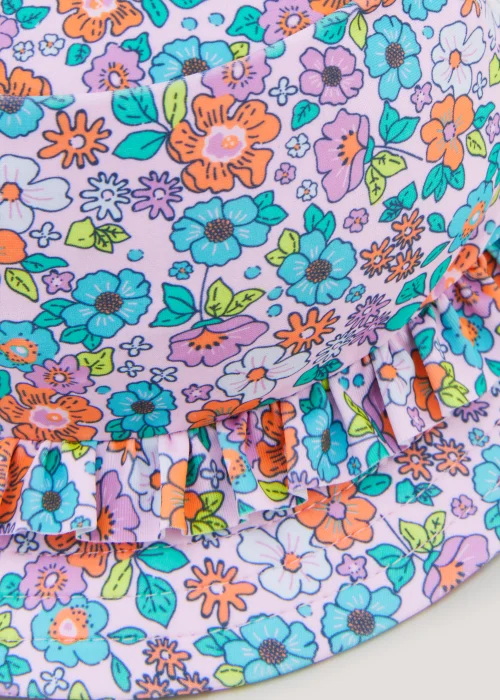 Girls Lilac Floral Swimming Bucket Hat (6mths-6yrs) - Age 6 - 12 Months Image 2