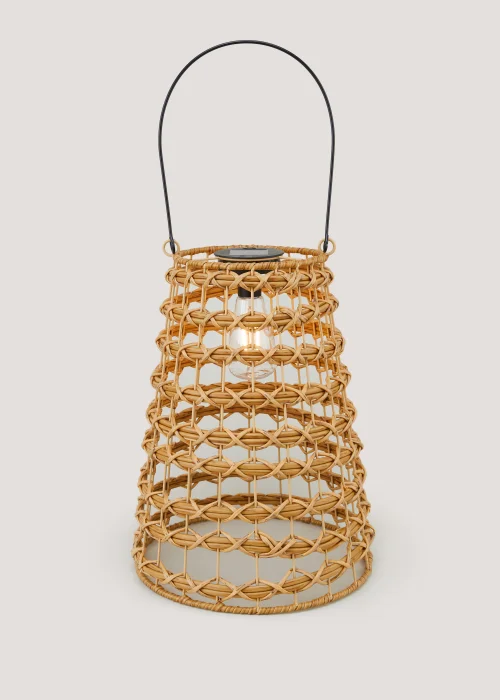 Natural Woven Rattan Solar Lantern (41.5cm x 18cm) Image 1