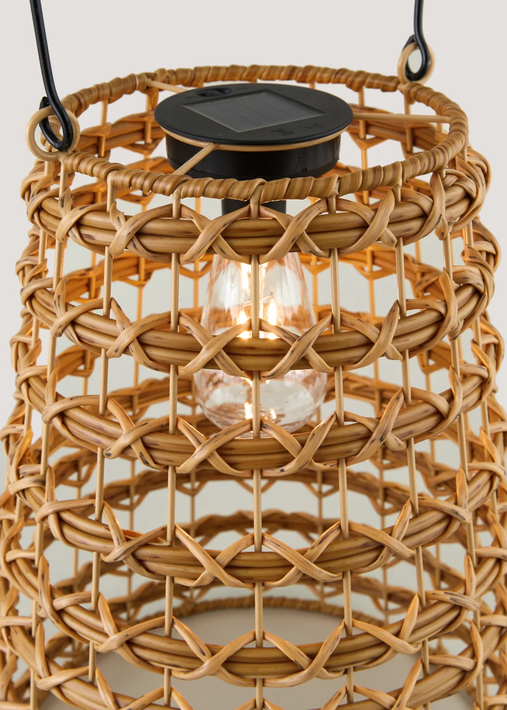 Natural Woven Rattan Solar Lantern (41.5cm x 18cm) Image 2