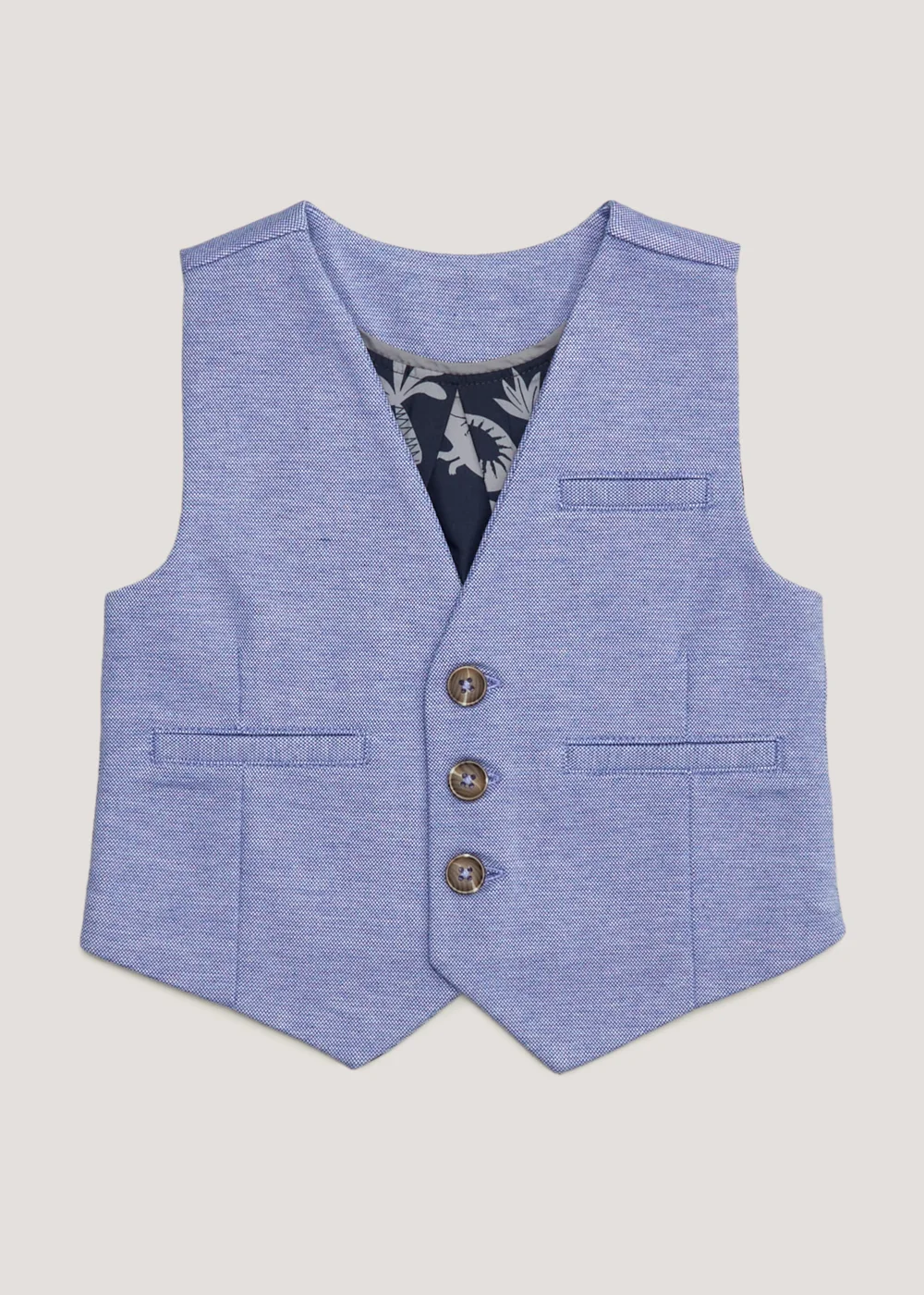 Boys Mini Me Blue Smart Jersey Waistcoat (9mths-4yrs) - 2-3 Yrs Image 1