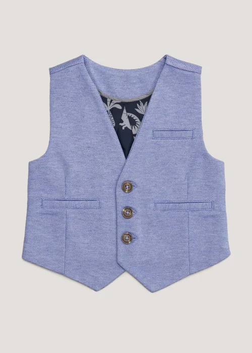 Boys Mini Me Blue Smart Jersey Waistcoat (9mths-4yrs) - 2-3 Yrs Image 1