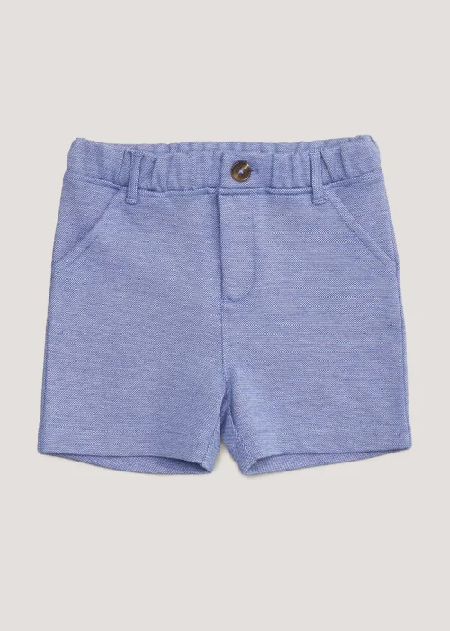 Boys Mini Me Blue Smart Jersey Shorts (9mths-4yrs) - Age 9 - 12 Months Image 1