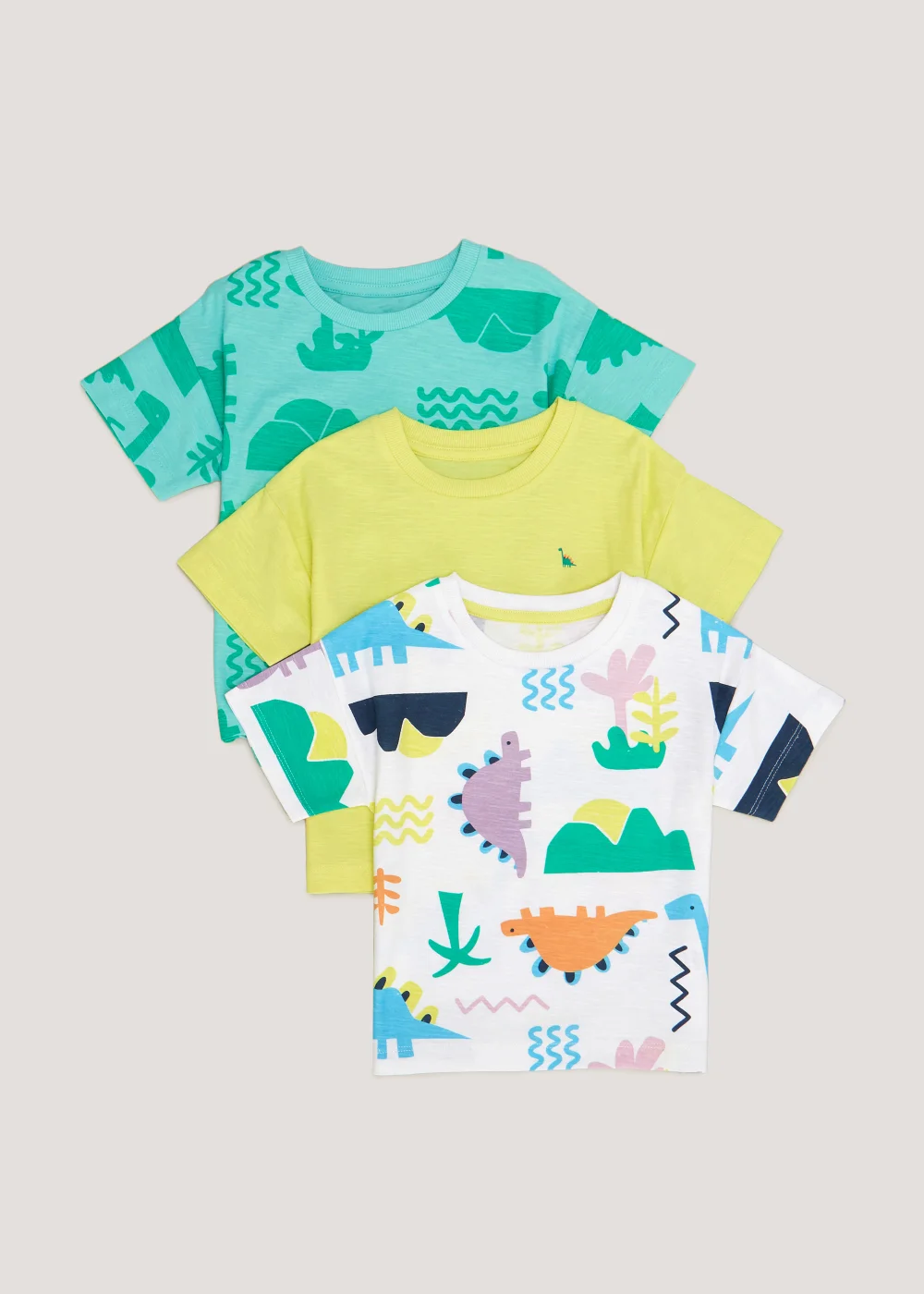 Boys 3 Pack Dinosaur T-Shirts (9mths-6yrs) - Age 9 - 12 Months Image 1