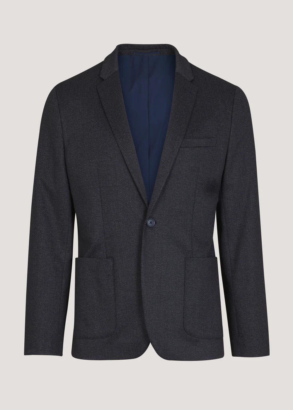 Taylor & Wright Williams Navy Herringbone Jersey Blazer - 38 Chest Regular Image 5