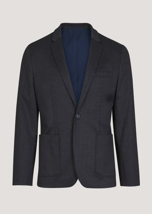 Taylor & Wright Williams Navy Herringbone Jersey Blazer - 38 Chest Regular Image 5