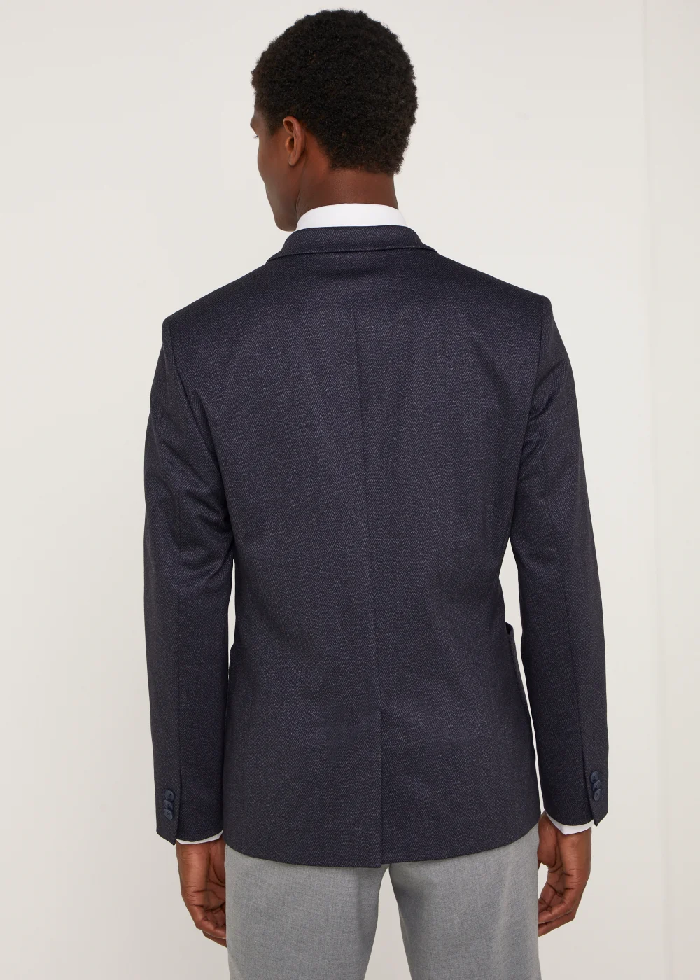 Taylor & Wright Williams Navy Herringbone Jersey Blazer - 38 Chest Regular Image 2