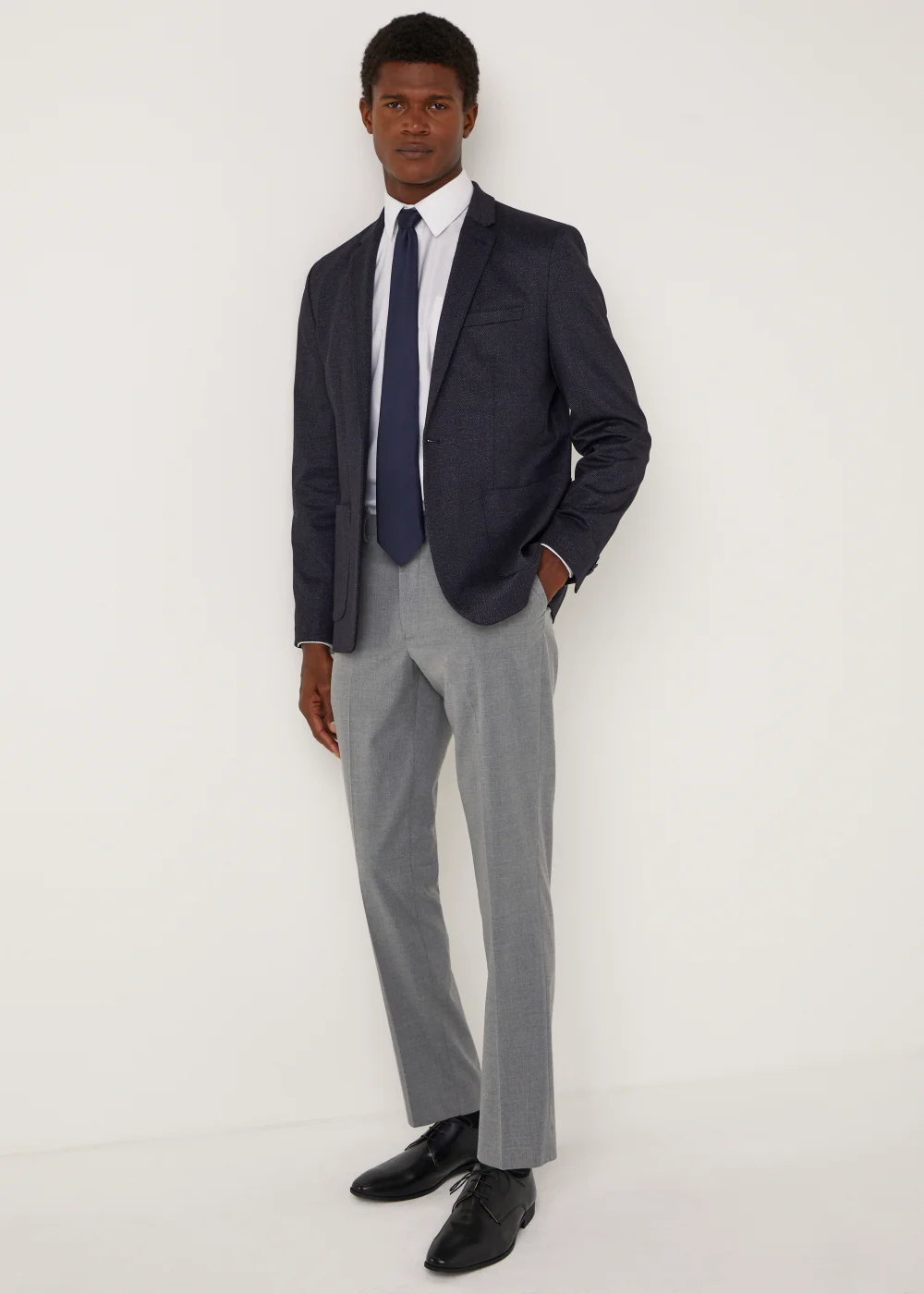 Taylor & Wright Williams Navy Herringbone Jersey Blazer - 38 Chest Regular Image 4