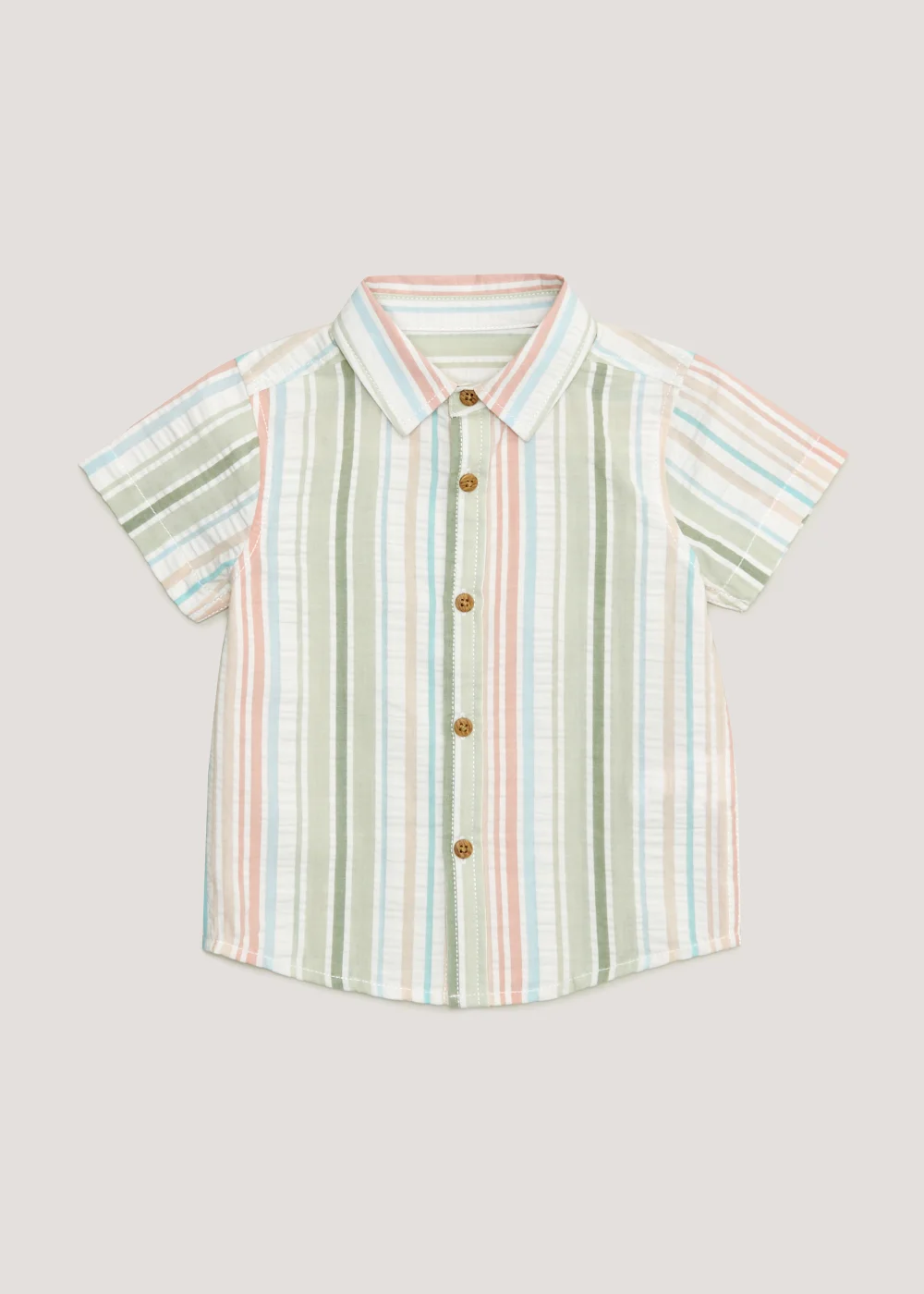 Boys Mini Me Pastel Stripe Seersucker Shirt (9mths-4yrs) - Age 9 - 12 Months Image 1
