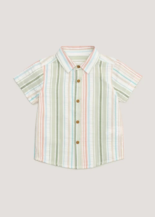 Boys Mini Me Pastel Stripe Seersucker Shirt (9mths-4yrs) - Age 9 - 12 Months Image 1