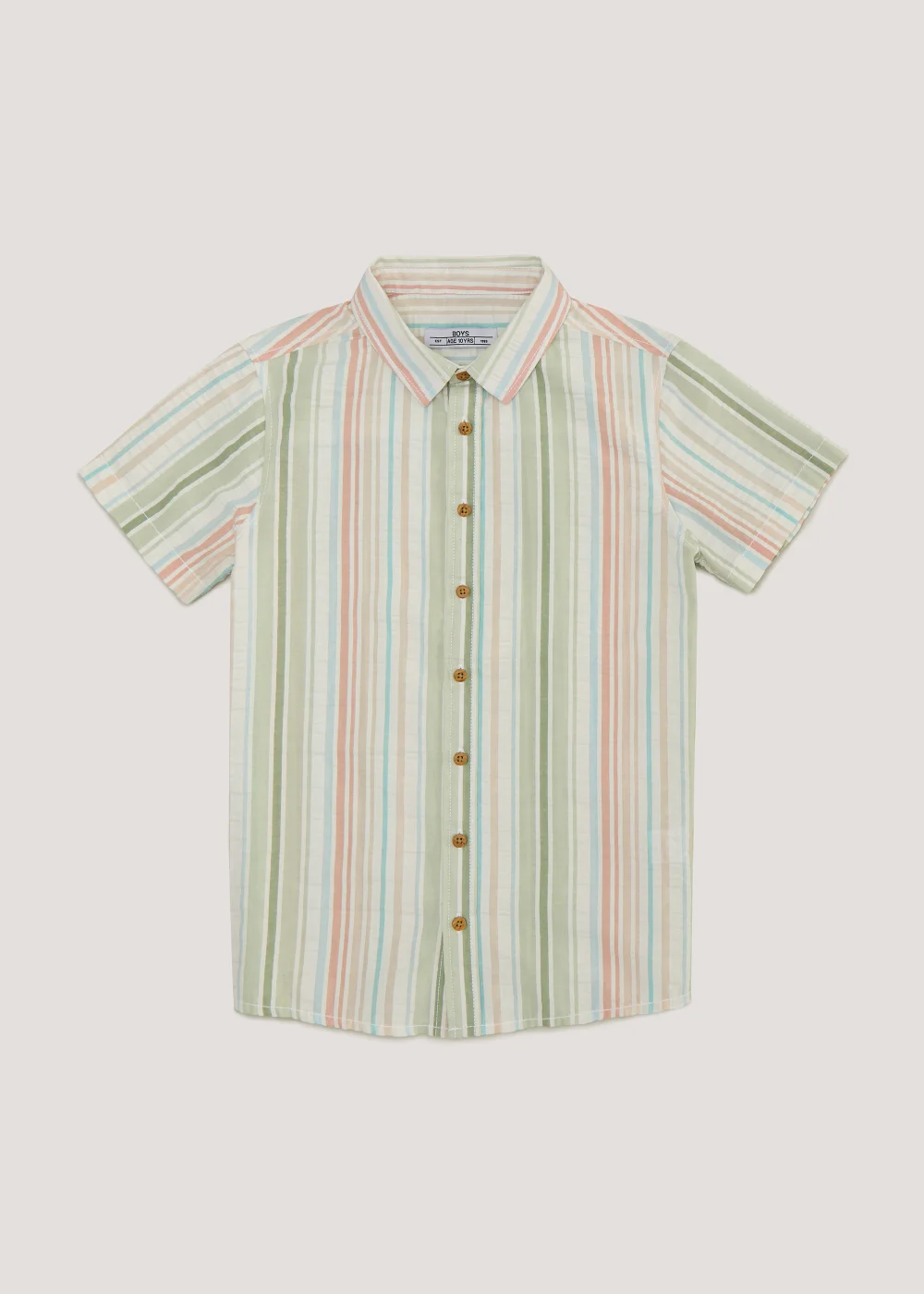 Boys Mini Me Pastel Stripe Seersucker Shirt (4-13yrs) - Age 4 Years Image 1