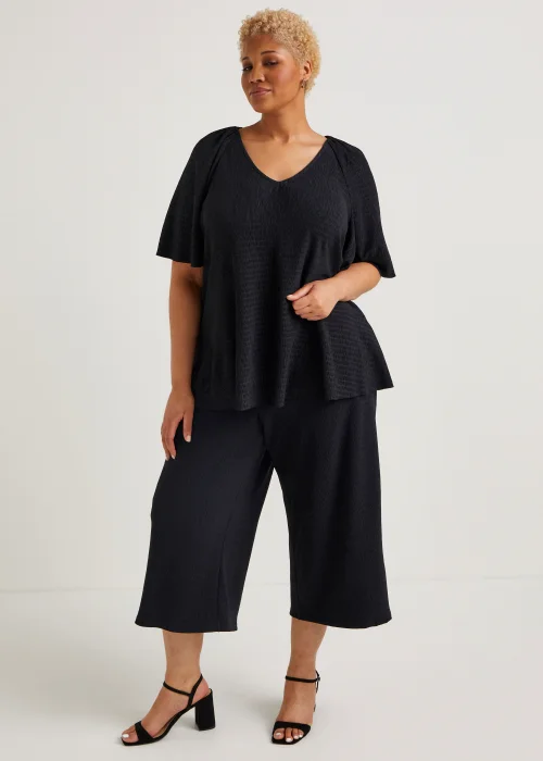 Papaya Curve Black Plisse Cropped Trousers - 18 Image 1