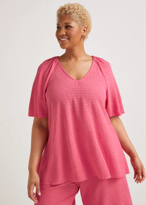 Papaya Curve Pink Plisse Top - Size 18 Image 1