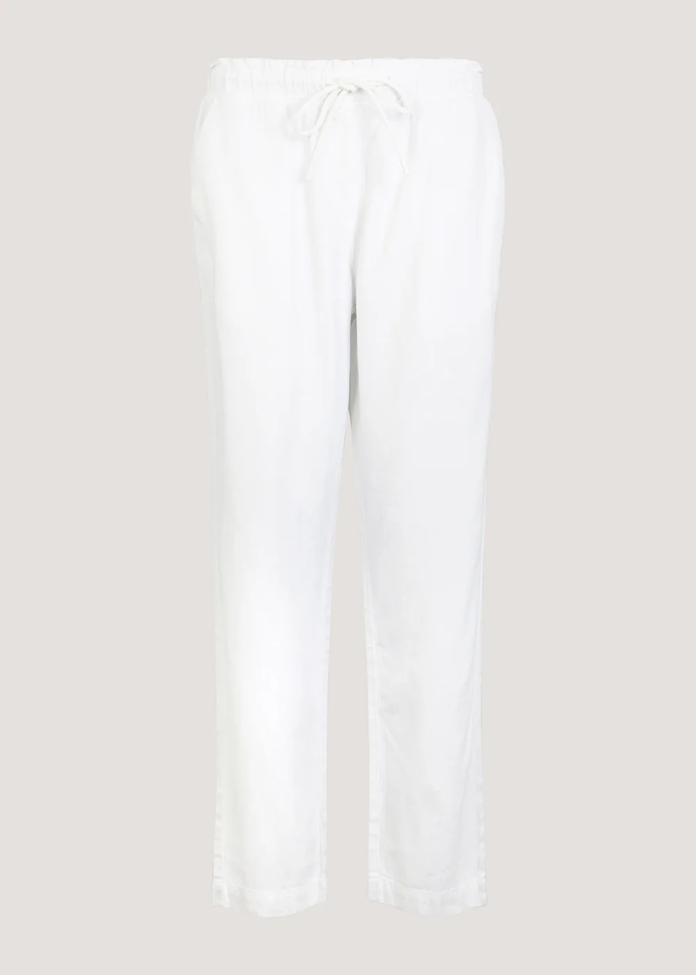 White Linen Blend Tapered Trousers - Size 8 Image 1
